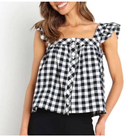 Petal & Pup Button Front Gingham Tank Top - Picture 1 of 8